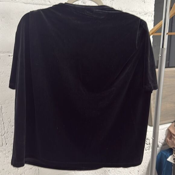 Mango Black Boxy Velvet Top - BRAND NEW - Size XS Short Sleeve Top - Picture 4 of 4